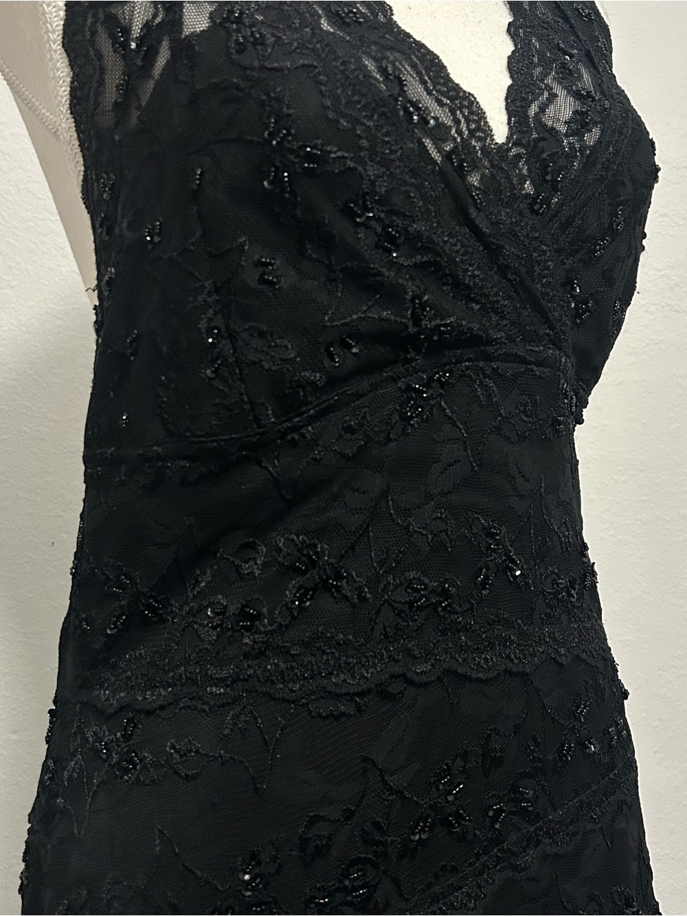 vintage beaded lace halter midi dress y2k - Picture 3 of 8